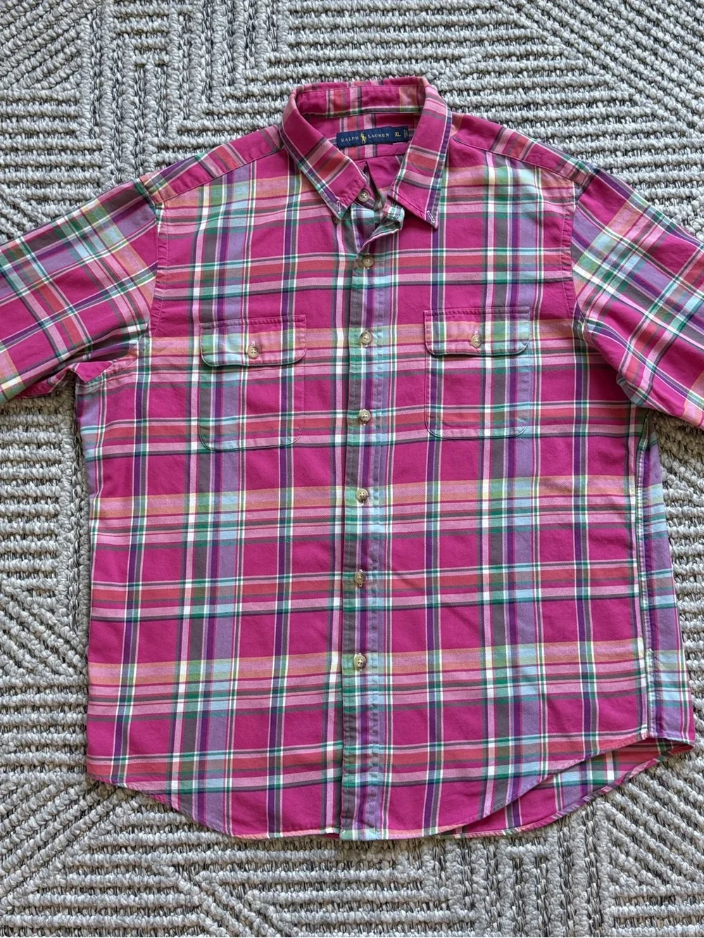Ralph Lauren Pink & Green Plaid Button-Down Shirt
